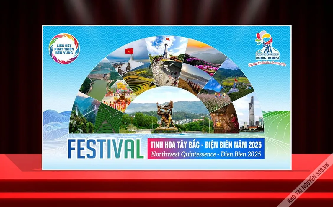 Backdrop Festival Tây Bắc - Điện Biên 2025 (CDR) - Biểu tượng Du lịch Việt