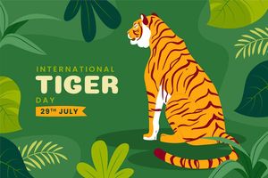 Banner chú hổ ngồi trong rừng file vector mẫu CR1534
