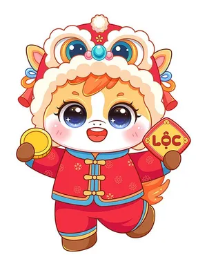 Linh Vật Ngựa Tết Nguyên Đán Dễ Thương - Hình Minh Họa Vector EPS