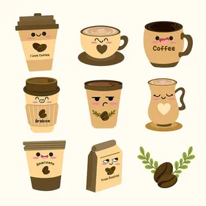 Hình ảnh cốc cafe file vector mẫu KS793