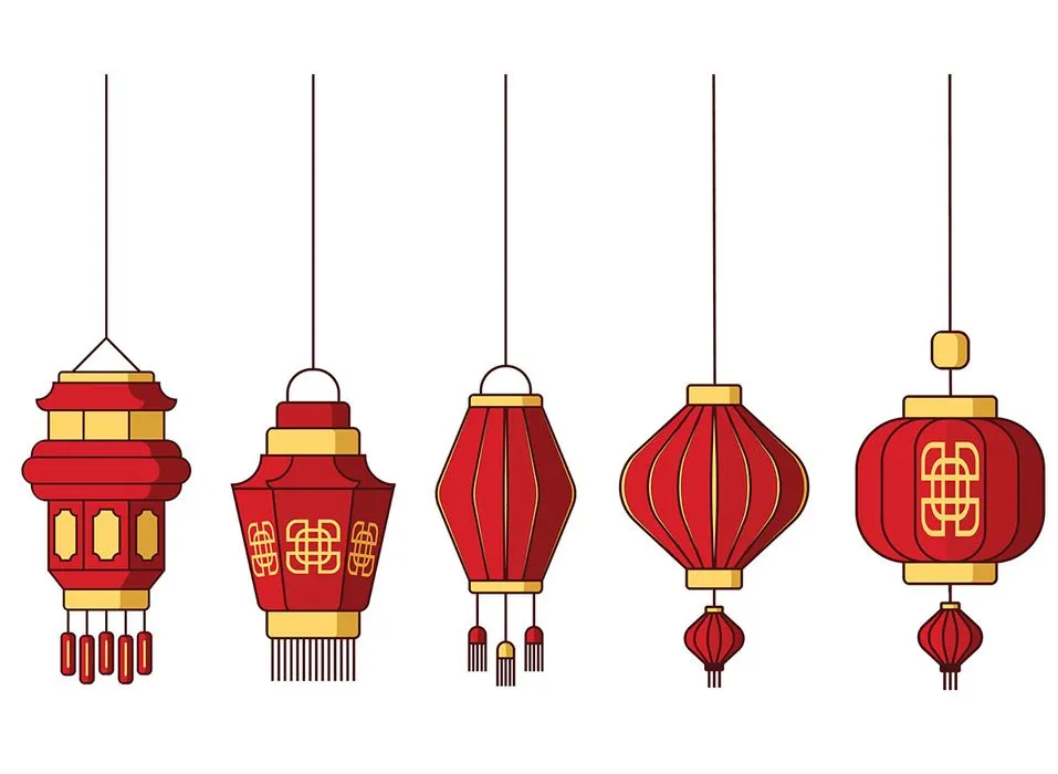Hình ảnh đèn lồng đỏ file vector mẫu KS777