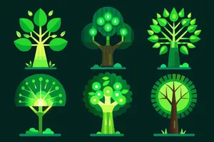 Bộ sưu tập cây xanh file vector mẫu KK16