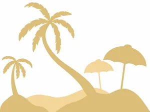 Hình ảnh cây dừa trên bãi biển file vector mẫu KS647