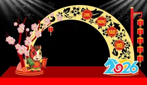 Backdrop Tết 2026 Đinh Mão – Vector CDR Dễ Chỉnh Sửa, Sắc Nét