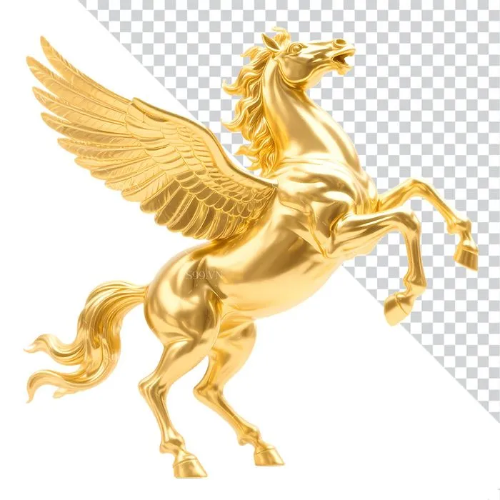 Ngựa Vàng Minh Họa PNG - Biểu Tượng Sang Trọng cho Thiết Kế Đồ Họa