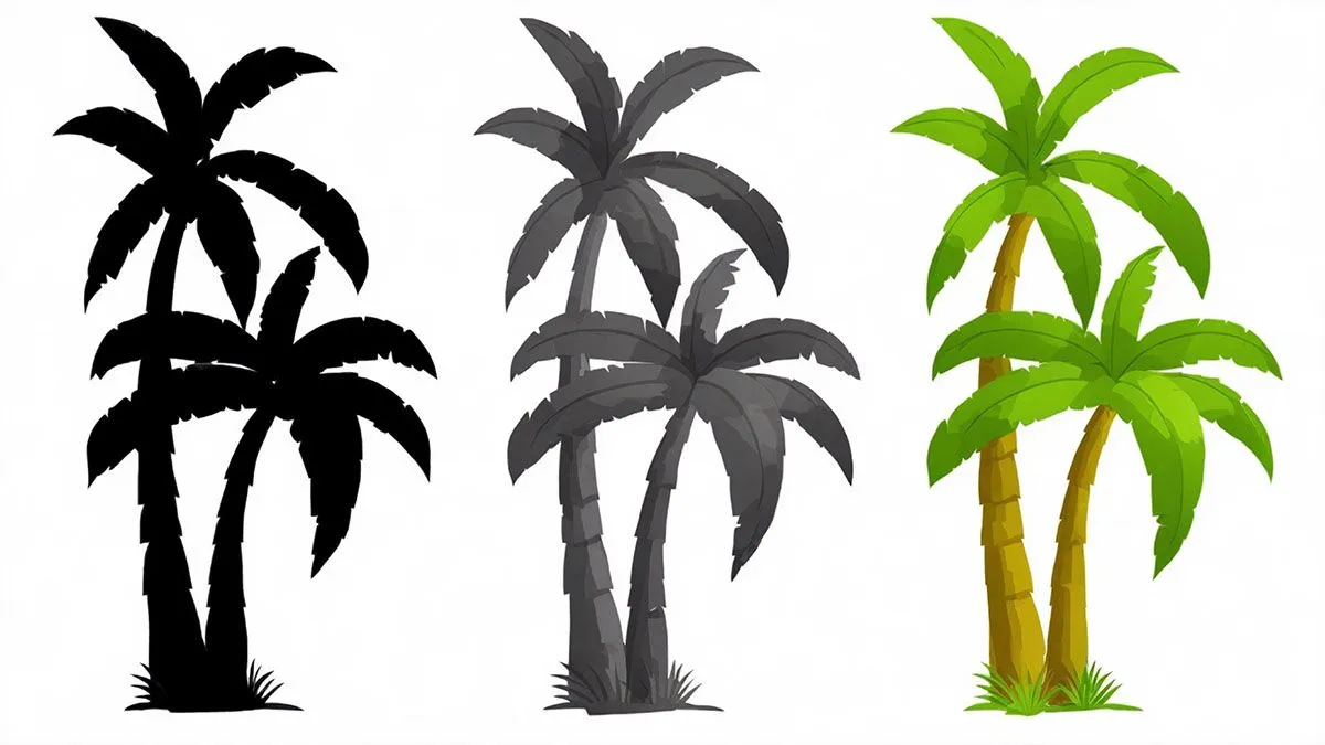Hình ảnh cây dừa file vector mẫu KS626