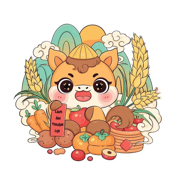 Linh Vật Ngựa Tết Nguyên Đán Dễ Thương - Minh Họa Vector EPS