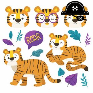 Hình minh họa chú hổ vằn file vector mẫu CR1445