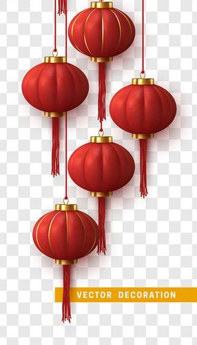 Hình ảnh đèn lồng màu đỏ trang trí ngày tết file vector mẫu CR476