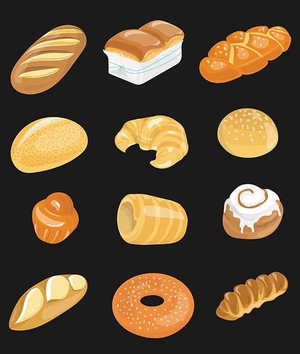 Bộ Sưu Tập Minh Họa Bánh Mì & Bánh Ngọt Vector EPS Đa Dạng