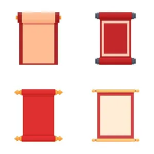 Câu Đối Tết Vector - Bộ Sưu Tập Cuộn Giấy Đỏ May Mắn Cho Thiết Kế