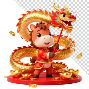 Linh Vật Ngựa Tết Nguyên Đán Dễ Thương - Hình Minh Họa PNG Chất Lượng Cao