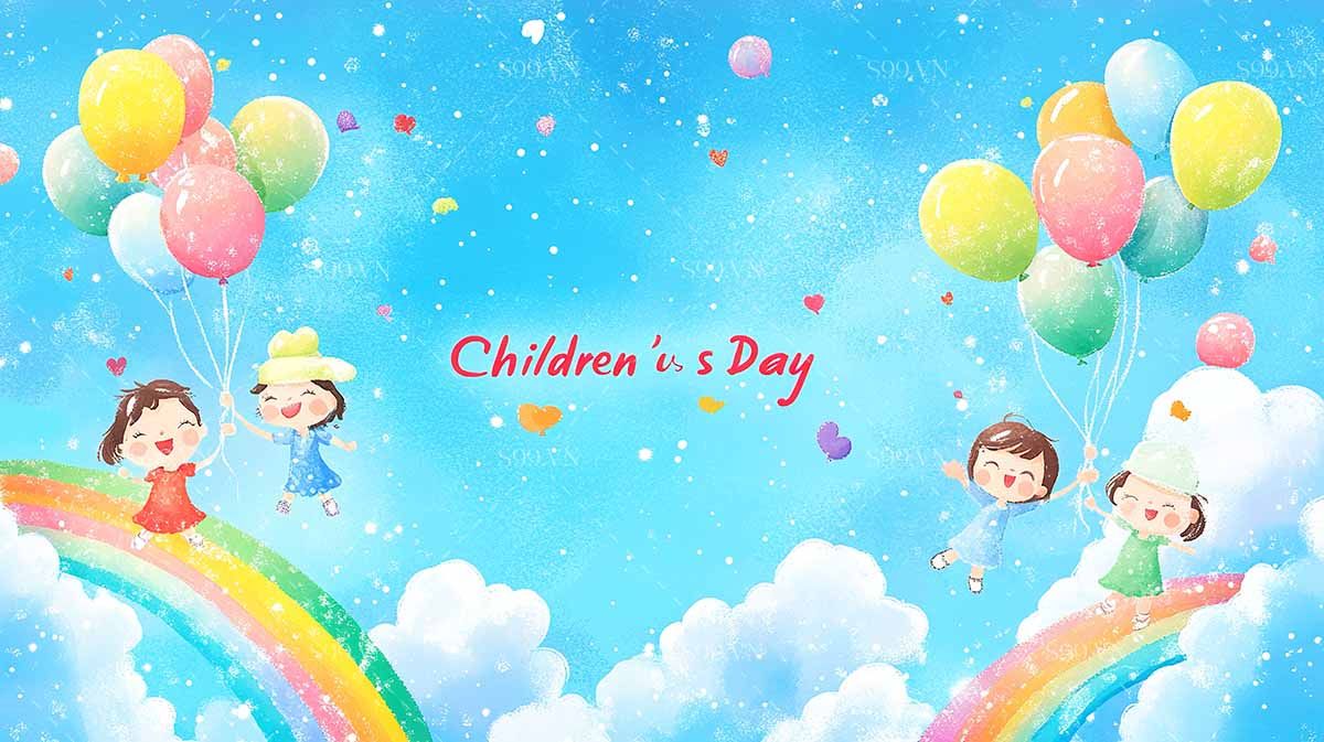 Banner trẻ em vui chơi bóng bay cùng nhau file JPG mẫu CR1602