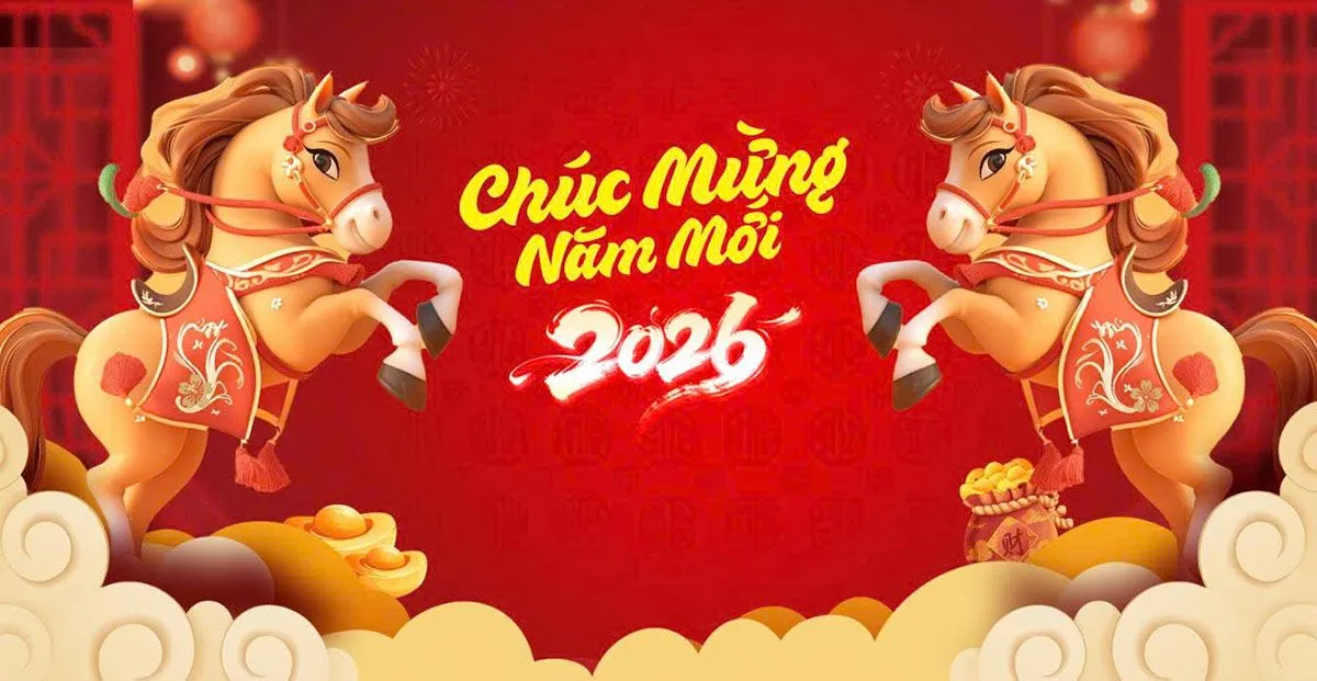 Banner Tết 2026 Chúc Mừng Năm Mới Hình Ảnh Ngựa Vàng Độc Đáo