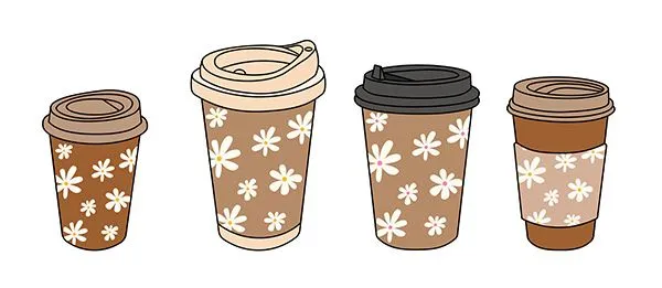Hình minh họa cốc cafe file vector mẫu KS857
