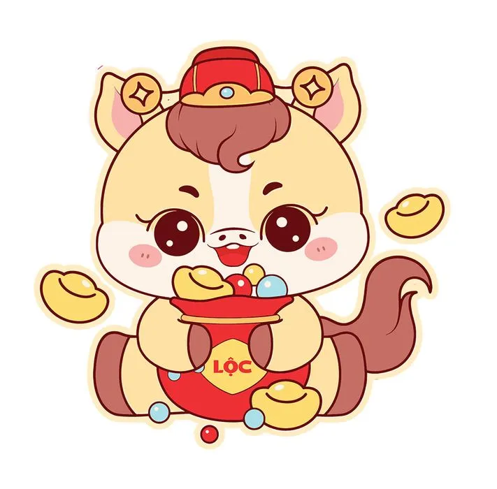 Linh Vật Ngựa Tết Dễ Thương - Minh Họa Vector EPS Độc Đáo