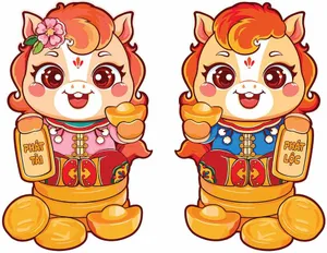 Cặp Đôi Linh Vật Ngựa Tết May Mắn – Thiết Kế Minh Họa Đáng Yêu