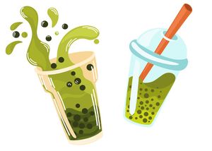 Hình ảnh trà sữa trân châu vị matcha file vector mẫu CR719