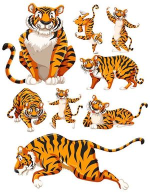 Bộ sưu tập hành động của chú hổ file vector mẫu CR1466