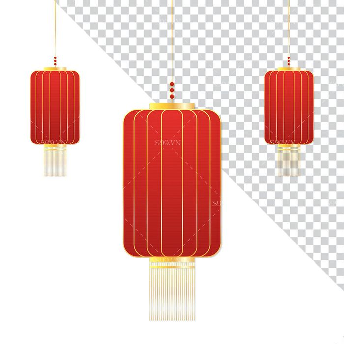 Hình ảnh đèn lồng màu đỏ trang trí dịp tết file PNG mẫu CR530