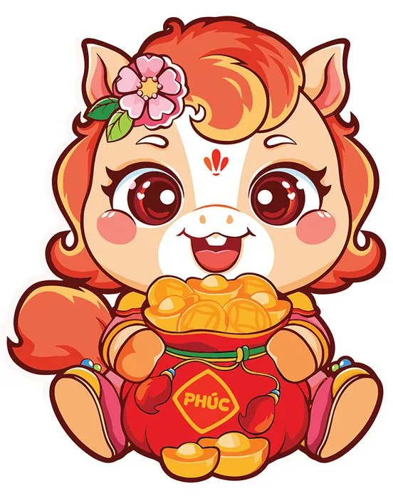 Linh Vật Ngựa Tết Nguyên Đán Dễ Thương - Hình Minh Họa Vector EPS