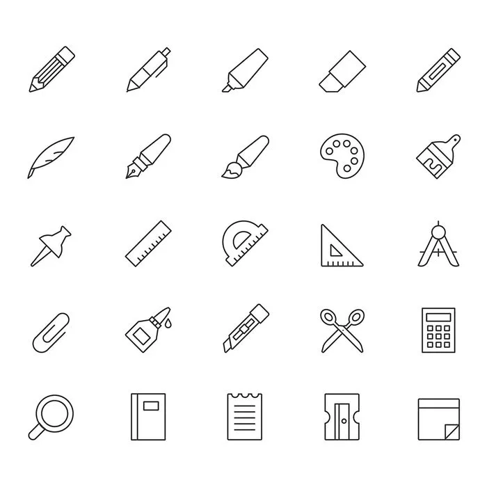 Hình ảnh cây bút chì cùng dụng cụ học tập file vector mẫu HH43