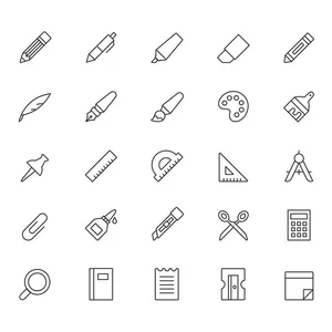 Hình ảnh cây bút chì cùng dụng cụ học tập file vector mẫu HH43