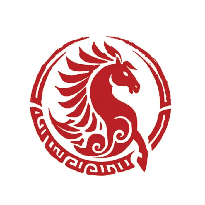Logo Ngựa Đỏ Minh Họa Phong Cách Á Đông