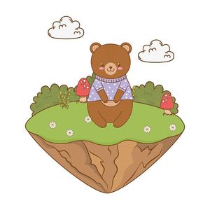 Hình ảnh chú gấu trên bãi cỏ file vector mẫu CR171
