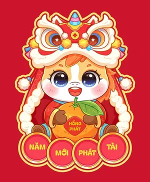 Linh Vật Ngựa Tết Nguyên Đán Dễ Thương - File Vector EPS Cao Cấp