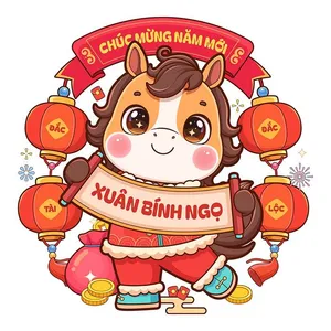 Linh Vật Ngựa Tết Nguyên Đán 2026 Minh Họa Vector EPS