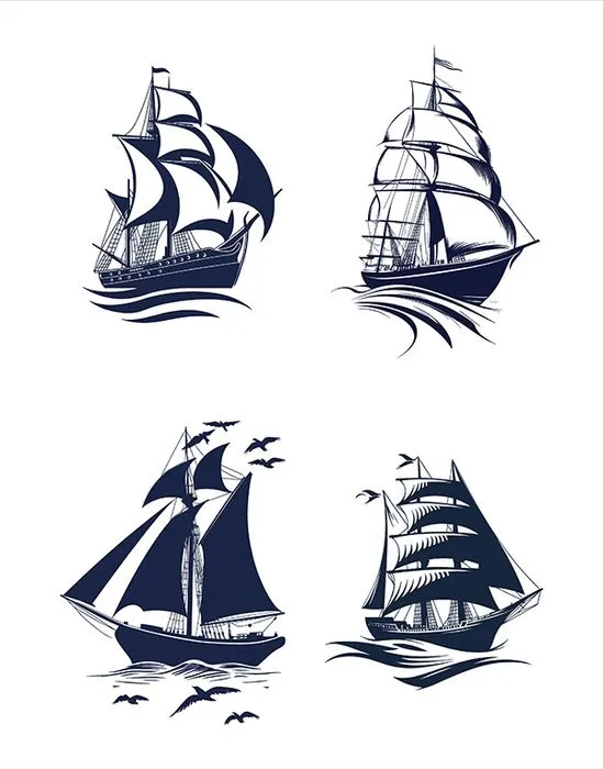 Bộ sưu tập thuyền buồm file vector mẫu HH182