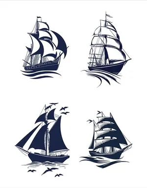 Bộ sưu tập thuyền buồm file vector mẫu HH182