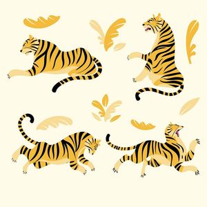 Hình minh họa chú hổ vằn file vector mẫu CR1446