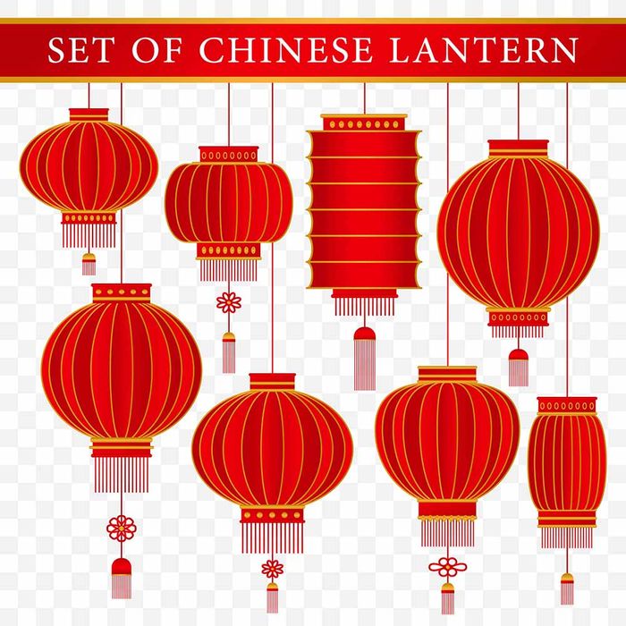 Hình ảnh đèn lồng màu đỏ trang trí lễ hội tết file vector mẫu CR315