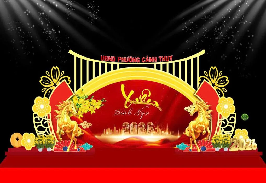 Backdrop Tết 2026 Ất Tỵ Vàng Đỏ Lộng Lẫy – File Vector CDR