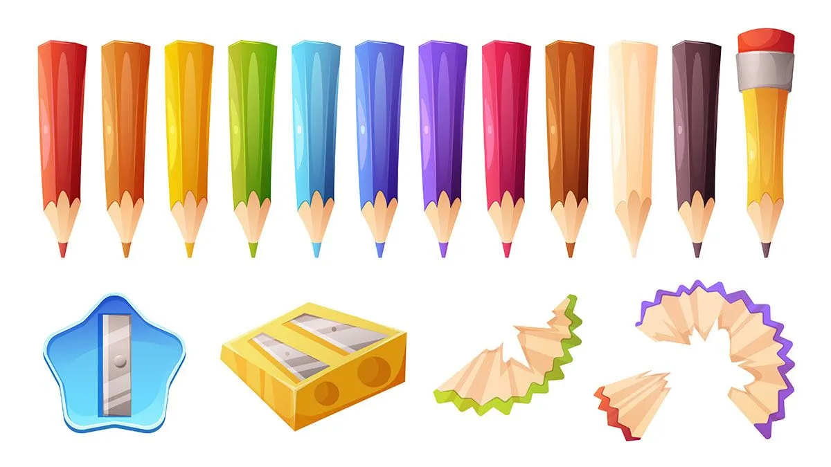 Bộ sưu tập bút chì nhiều màu sắc file vector mẫu HH99