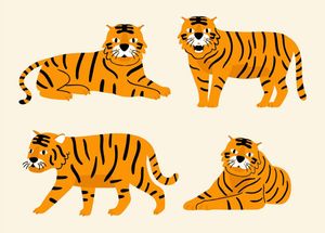 Hình minh họa chú hổ màu vàng file vector mẫu CR1450