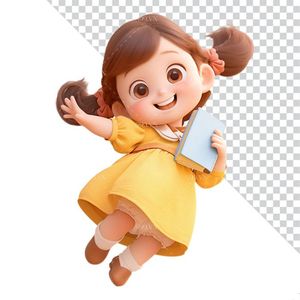 Hình ảnh cô bé cầm quyển sách file PNG mẫu CR790