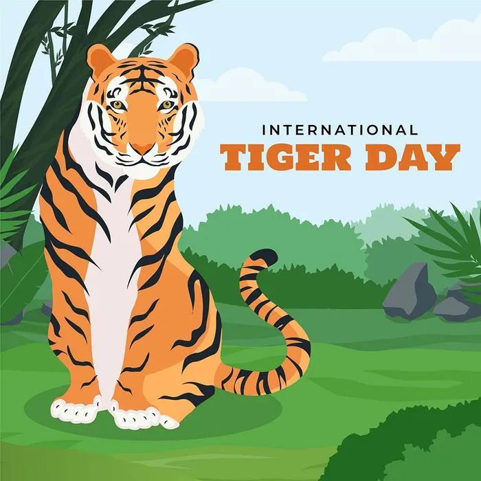 Banner chú hổ trong rừng flie vector mẫu KS74
