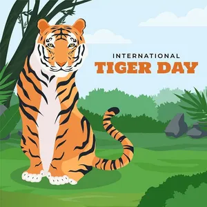 Banner chú hổ trong rừng flie vector mẫu KS74