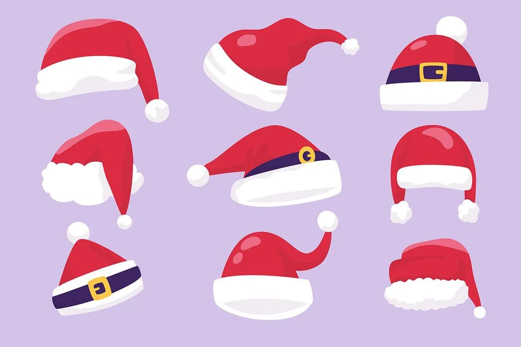 Bộ sưu tập mũ ông già noel file vector mẫu CR1770