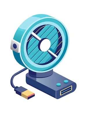 Hình ảnh cái quạt điện màu xanh file vector mẫu OC72