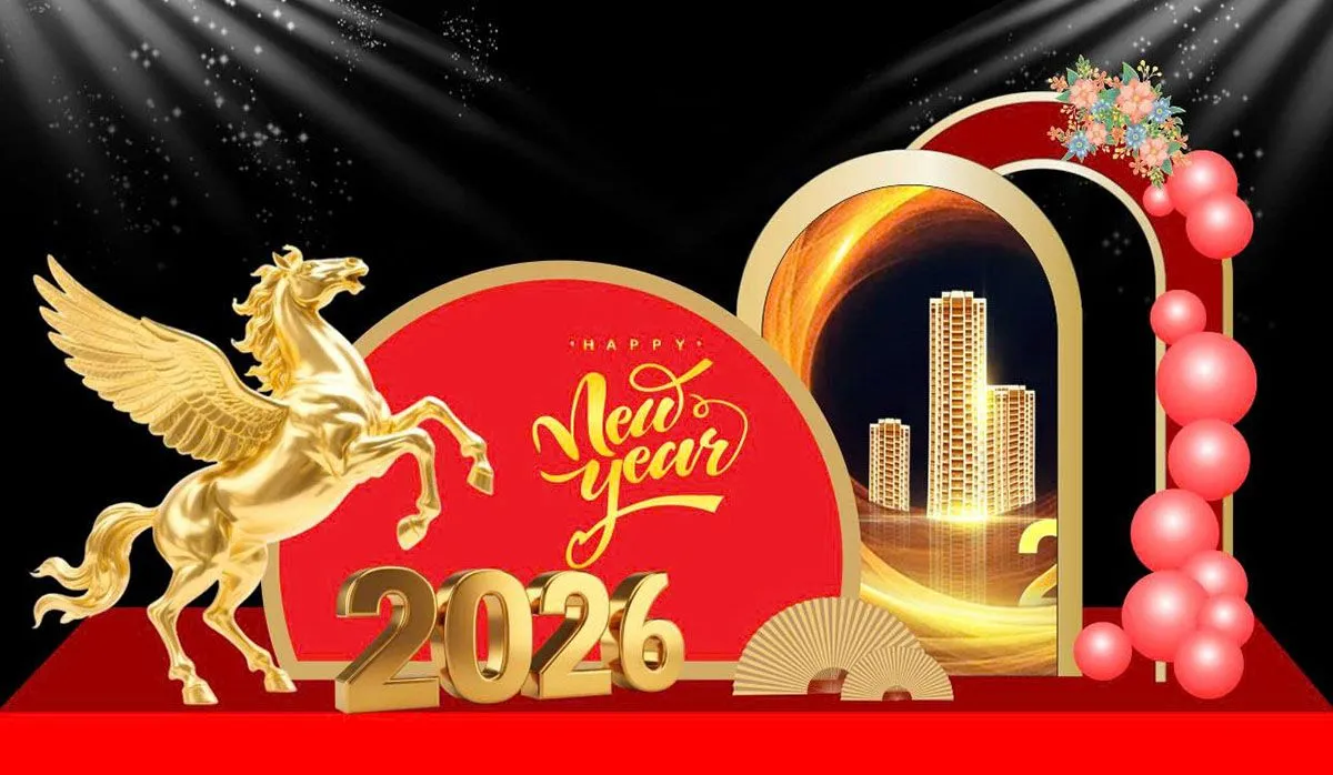 Backdrop Tết 2026 Hoàng Gia - Mã Đáo Thành Công CDR