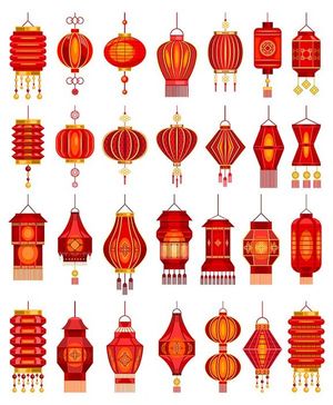 Bộ sưu tập đèn lồng trang trí ngày tết nhiều hình dạng file vector mẫu CR478