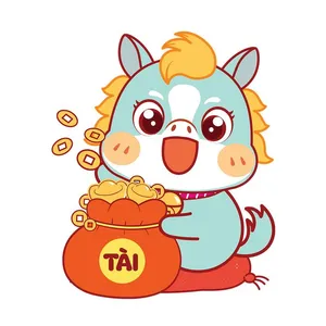 Linh Vật Ngựa Tết Tài Lộc - Hình Minh Họa Vector EPS