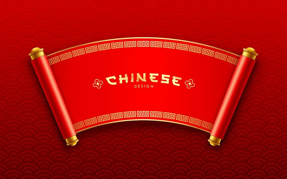 Cuộn Giấy Đỏ Phong Cách Trung Hoa Tết Nguyên Đán - File EPS Vector