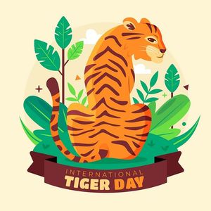 Banner chú hổ trong rừng sâu file vector mẫu CR1425