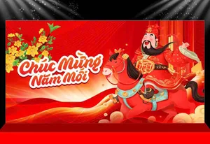 Backdrop Tết Cung Hỷ Thần Tài Đón Xuân 2024 - File CDR Vector