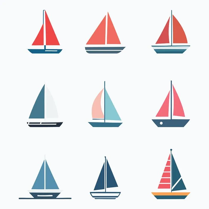Bộ sưu tập con thuyền buồm file vector mẫu HH176